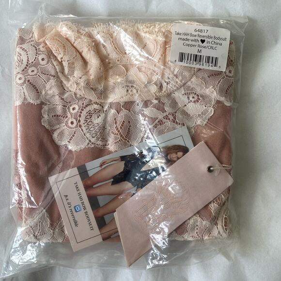 We Are HAH Take HAH Bow Reversible Bodysuit Copper Rose Size Medium - Picture 2 of 6